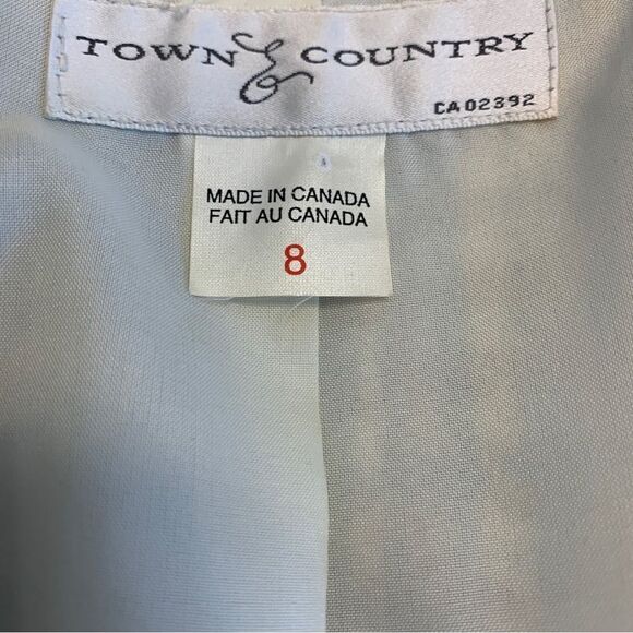 Town & Country plaid check wool blazer Sz 8 cream tan brown blue - Picture 11 of 15